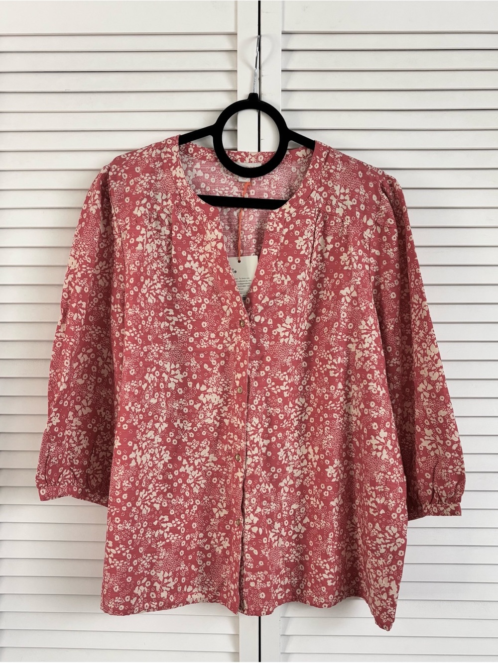Knox Rose Rose Pink Floral Button Front Boho Blouse, Size: XL, NWT